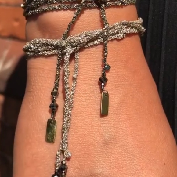 N 182 Necklace / wrap bracelet in silver / grey by Marie Laure Chamorel - Picture 2 of 4